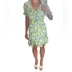 Collective Concepts Green and Blue Floral Midi Dress